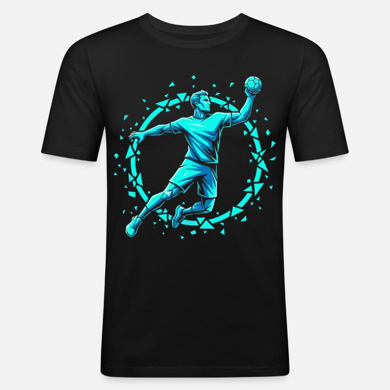 Handball Leidenschaft Hitze Training Geschenk - Männer Slim Fit T-Shirt - Schwarz