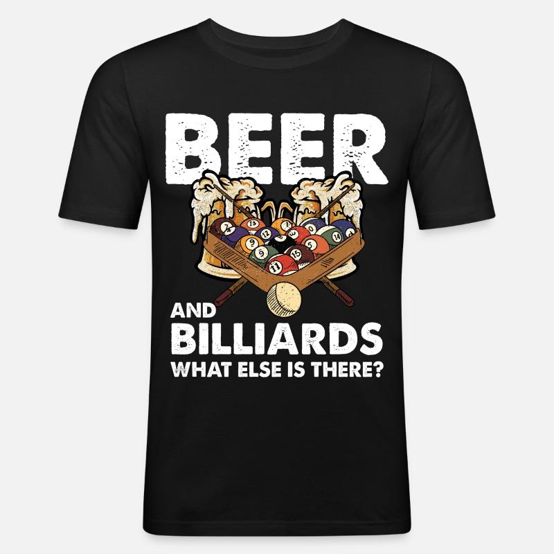 Bier und Billard – Spielabend - Männer Slim Fit T-Shirt - Schwarz