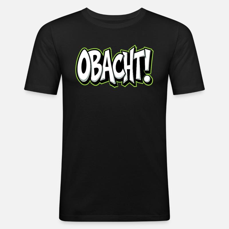 Caution Bavarian Saying Dialect Warning - Men's Slim Fit T-Shirt - black