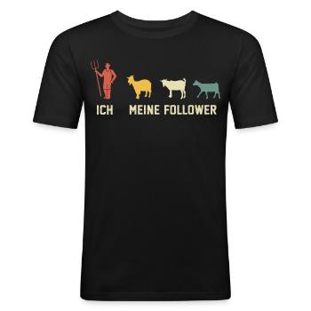 Ich und meine follower retro ziege ziegen - Männer Slim Fit T-Shirt - Schwarz - Vorne - Nik (191cm)