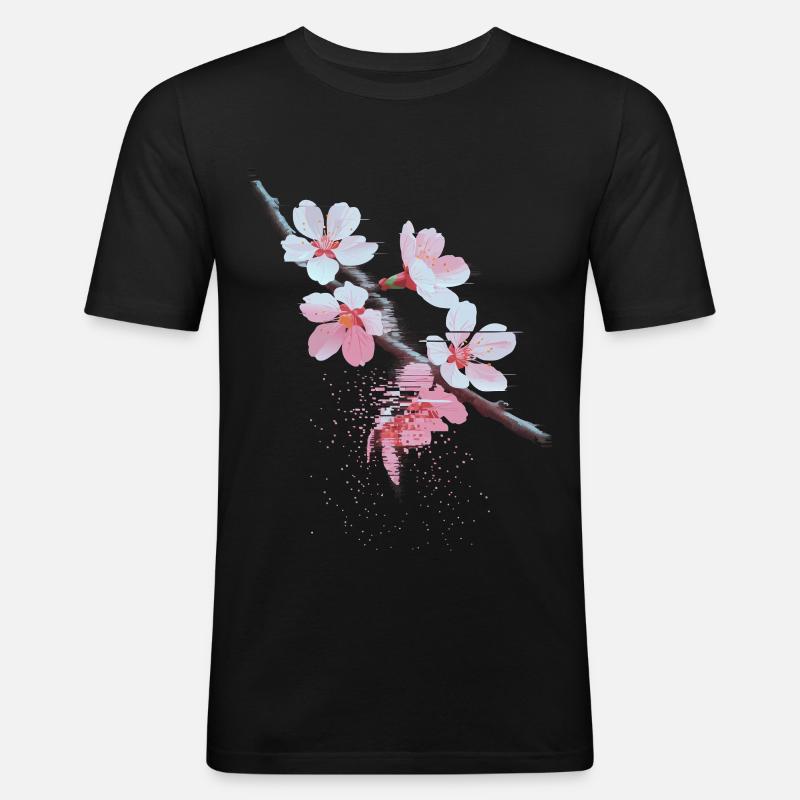 Succursale d’art bug de Cherry Blossoms - T-shirt près du corps Homme - noir