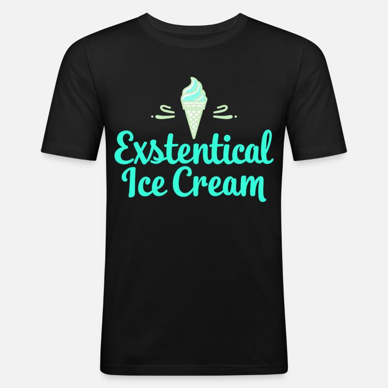 Existenzielle Eiscreme Lustiger Spruch Eis Waffel - Männer Slim Fit T-Shirt - Schwarz