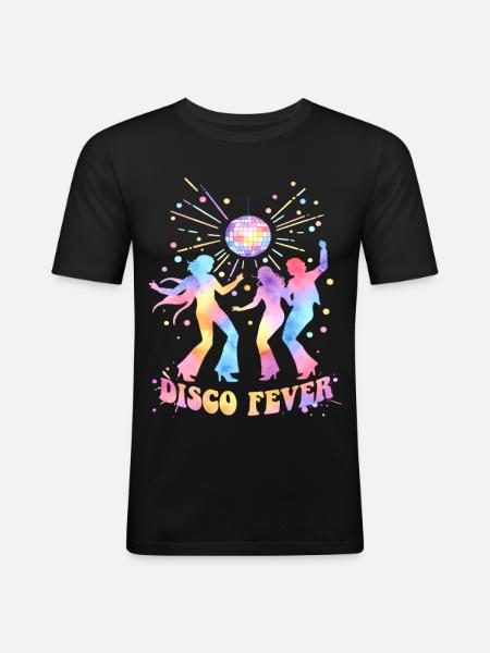 DISCO FEVER Party 70s Dance Watercolor - Men's Slim Fit T-Shirt - black