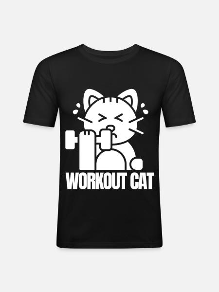 Muscular Cat Training - Men's Slim Fit T-Shirt - black