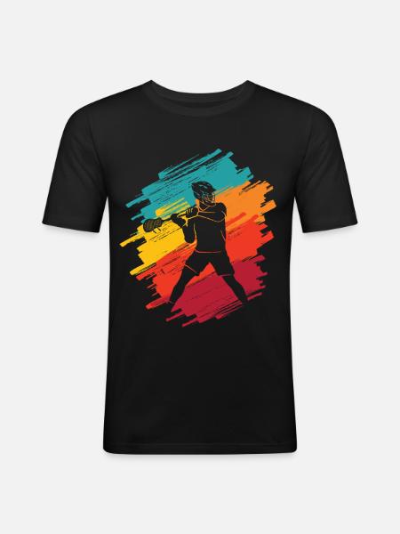 Lacrosse Player Retro Kids Men's Lacrosse - Men's Slim Fit T-Shirt - black