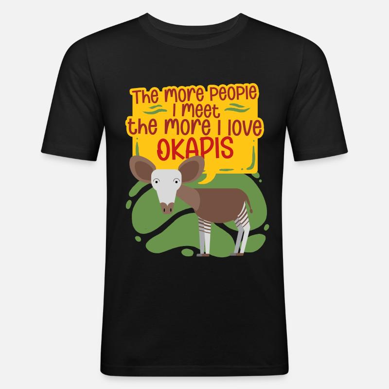 Okapi Tier - Männer Slim Fit T-Shirt - Schwarz
