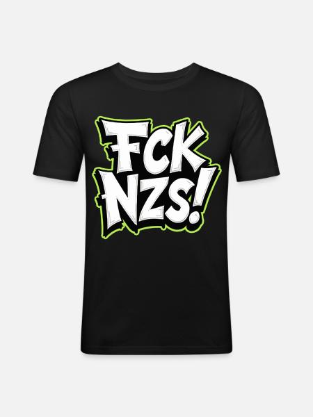 FCK NZS Statement against Racism - Men's Slim Fit T-Shirt - black