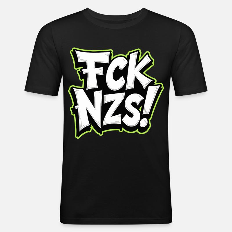 FCK NZS Statement gegen Rassismus - Männer Slim Fit T-Shirt - Schwarz