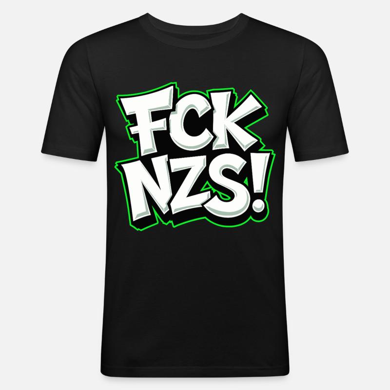 FCK NZS Statement gegen Rassismus - Männer Slim Fit T-Shirt - Schwarz