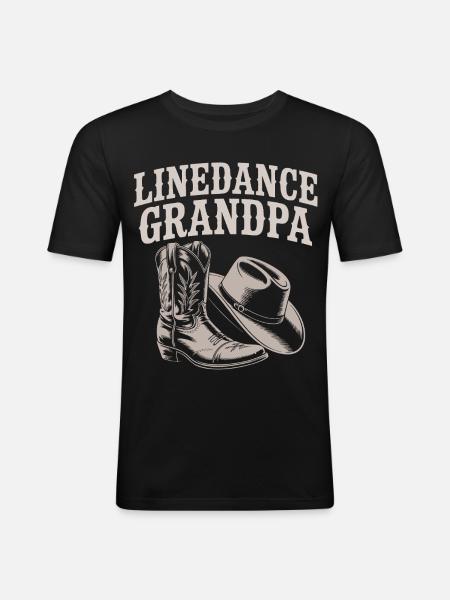 LineDance Grandpa Western Boots - Männer Slim Fit T-Shirt - Schwarz