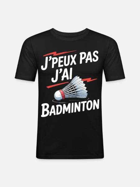 I can't, I have badminton. - Men's Slim Fit T-Shirt - black