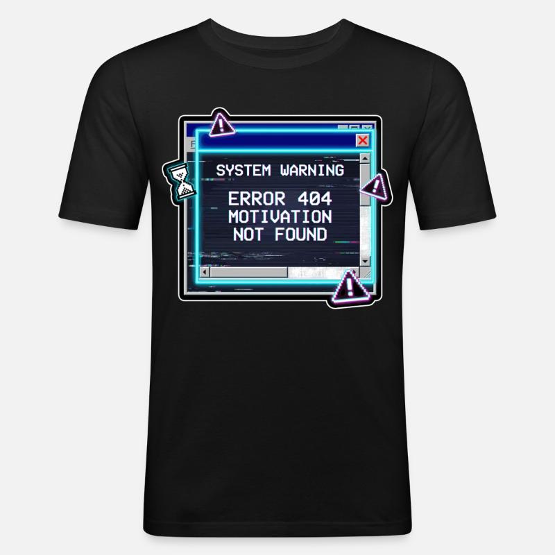 Error 404 Motivation Glitch - Männer Slim Fit T-Shirt - Schwarz