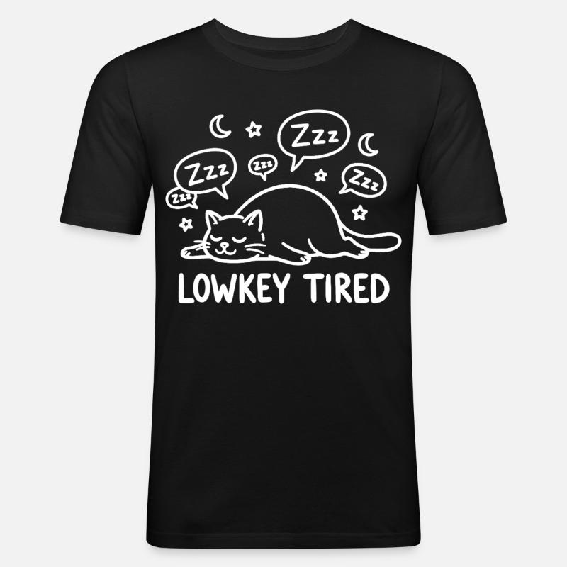 Lowkey Tired Sleeping Cat - Men's Slim Fit T-Shirt - black