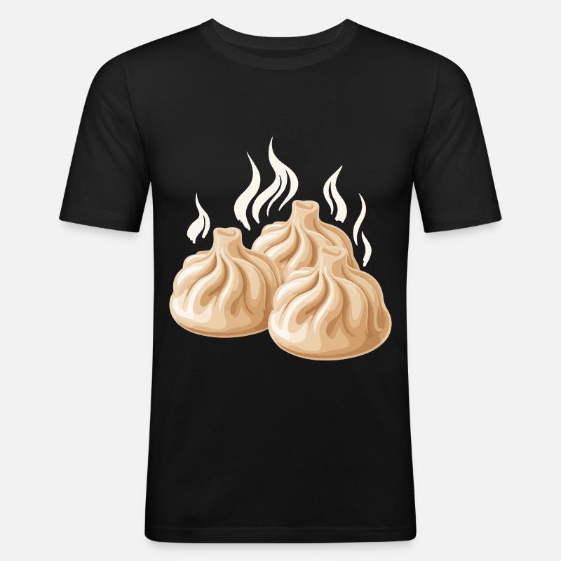 Dampfende Dumpling-Design - Männer Slim Fit T-Shirt - Schwarz
