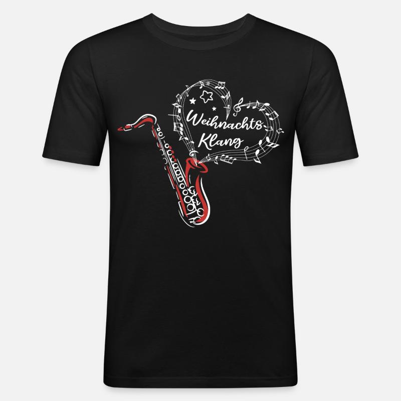 Weihnachten Saxofon Weihnachtsklang Musik - Männer Slim Fit T-Shirt - Schwarz