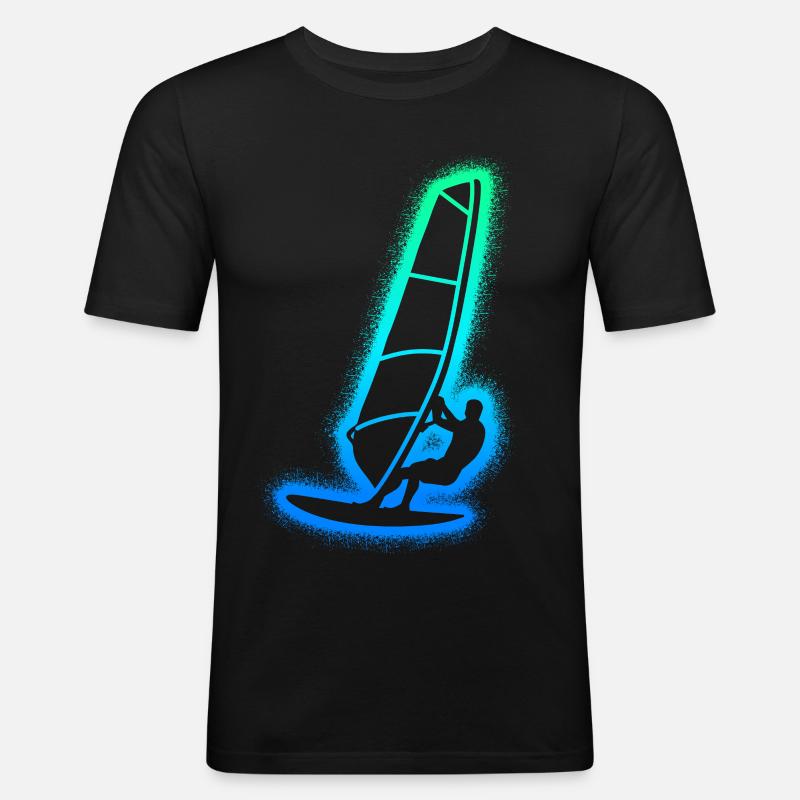 Windsurfen Windsurfer Kinder Herren Windsurf - Männer Slim Fit T-Shirt - Schwarz