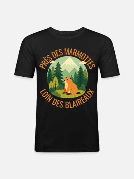 Alpine Marmot in the Forest - Men's Slim Fit T-Shirt - black