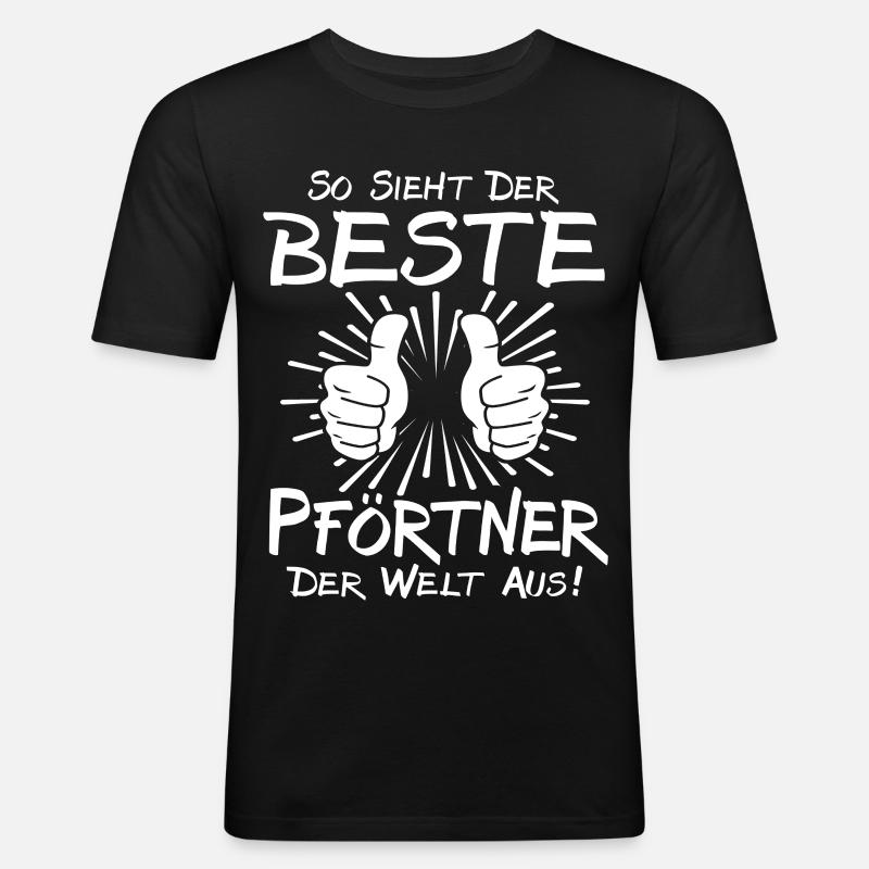 Bester Pförtner - Männer Slim Fit T-Shirt - Schwarz