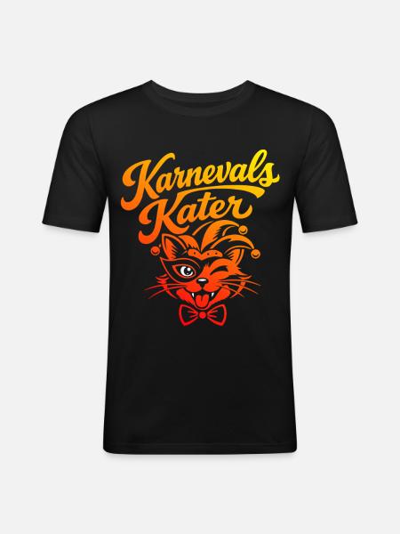 Karnevals Kater Fasching Kostüm - Männer Slim Fit T-Shirt - Schwarz