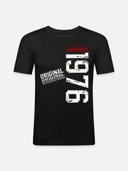 50e anniversaire Original janvier 1976 - T-shirt près du corps Homme - noir