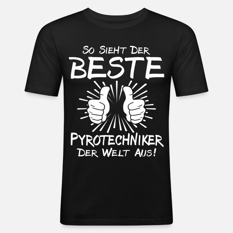 Bester Pyrotechniker - Männer Slim Fit T-Shirt - Schwarz