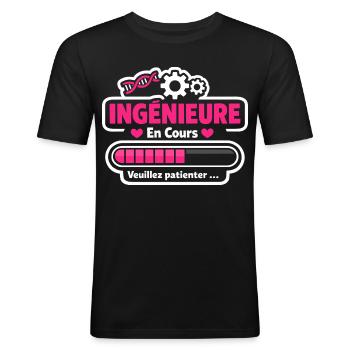 Future Ingénieure Chargement Cadeau Drôle Études - T-shirt près du corps Homme - noir - Devant - Nik (191cm)