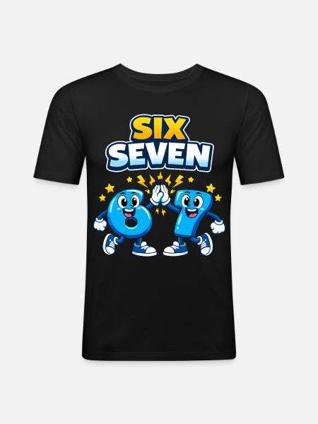 Nummer 67 Seks Syv - 6 7 Memes - Herre Slim Fit T-Shirt - sort