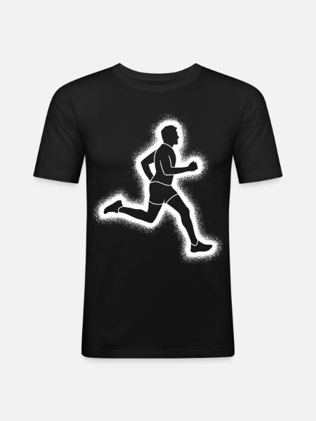 Running Jogging Men's Boys Runner - Men's Slim Fit T-Shirt - black