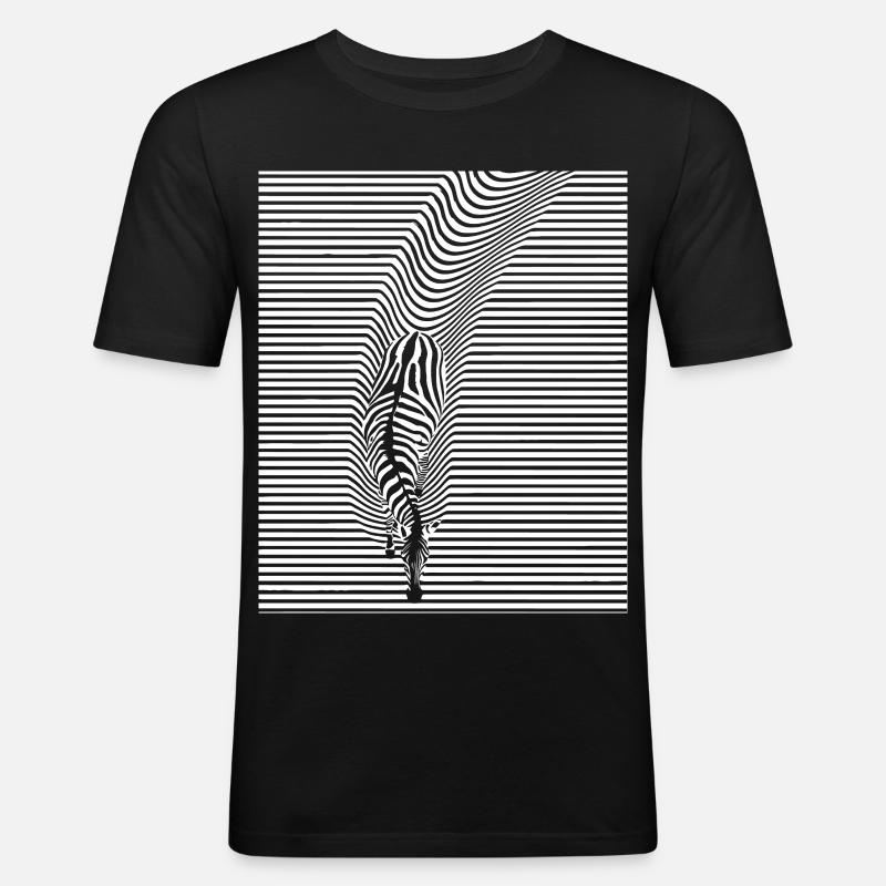 Zebra Kunst - Männer Slim Fit T-Shirt - Schwarz