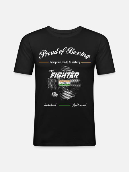 Proud of Boxing FIGHTER India - Men's Slim Fit T-Shirt - black