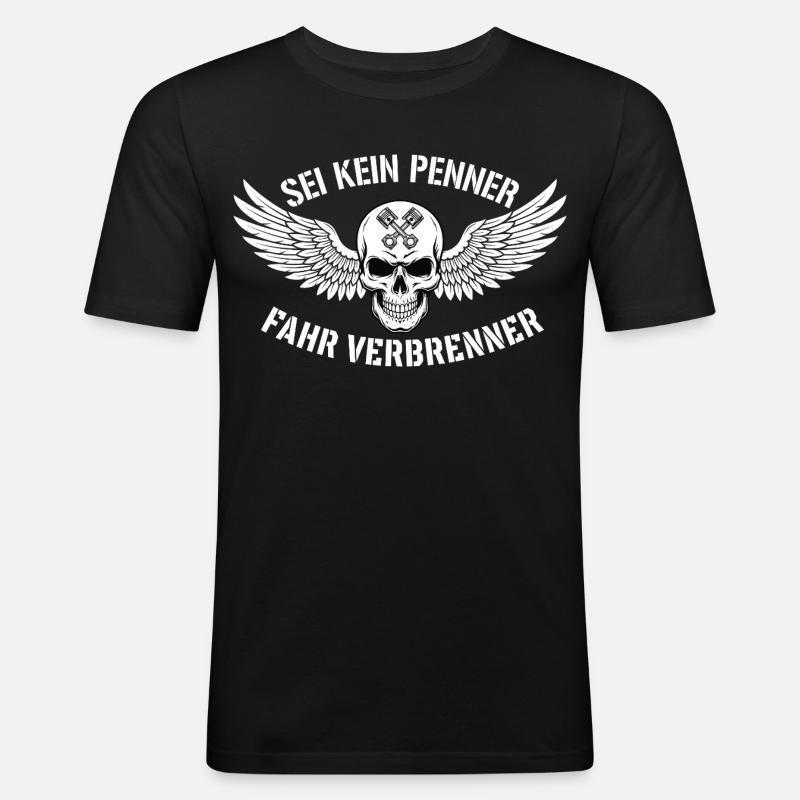 Ride Combustion Engine – Biker Skull Statement - Men's Slim Fit T-Shirt - black