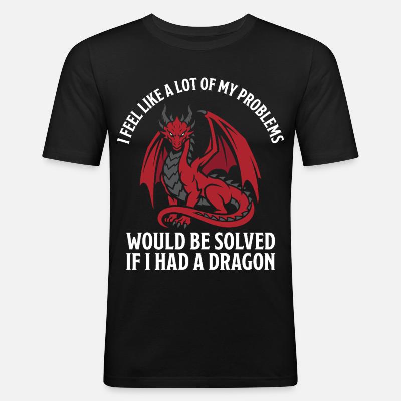 Problems Solved Dragon Lovers Fantasy - Men's Slim Fit T-Shirt - black