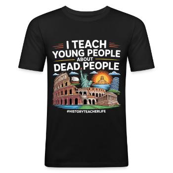 history - Men's Slim Fit T-Shirt - black - Front - Nik (191cm)