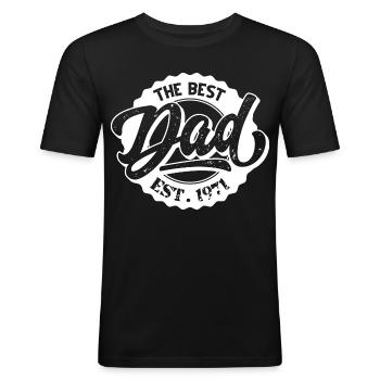 The Best Dad EST 1971 - Männer Slim Fit T-Shirt - Schwarz - Vorne - Nik (191cm)