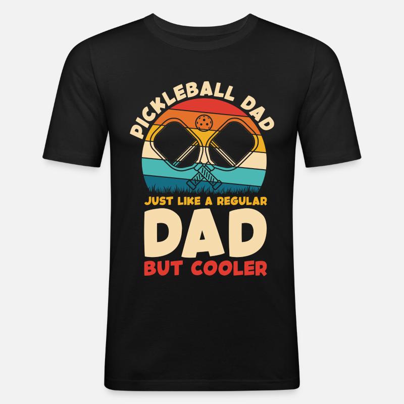 Pickleball Dad Cooler Than Regular - Männer Slim Fit T-Shirt - Schwarz