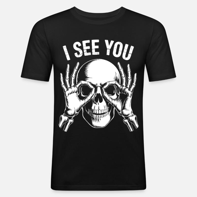 I See You Skelett Blick - Männer Slim Fit T-Shirt - Schwarz