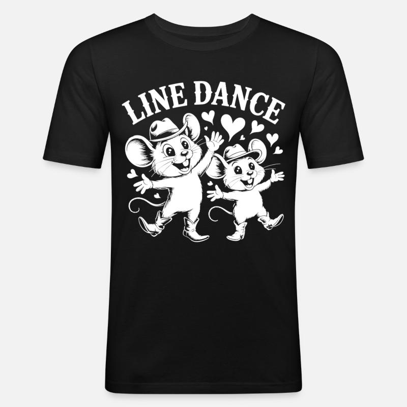 Line Dance Mäuse - Männer Slim Fit T-Shirt - Schwarz
