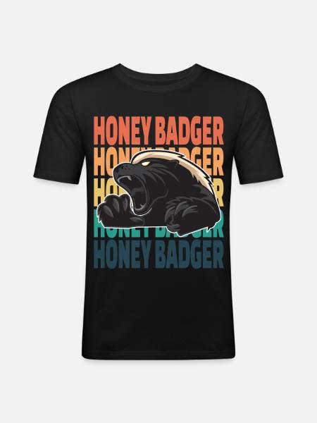 Honey Badger Retro Vintage - Maglietta aderente da uomo - nero