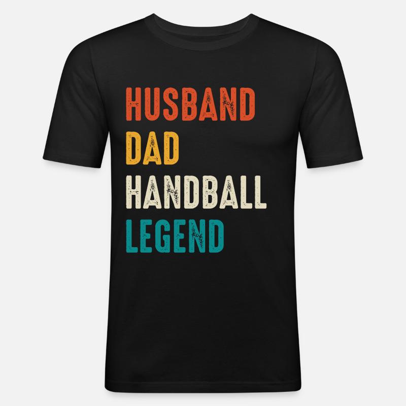 Handball Legende Vater Ehemann - Männer Slim Fit T-Shirt - Schwarz