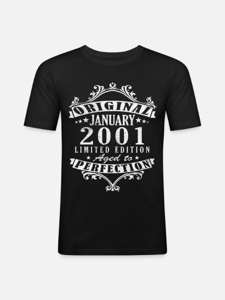25e anniversaire Original janvier 2001 - T-shirt près du corps Homme - noir