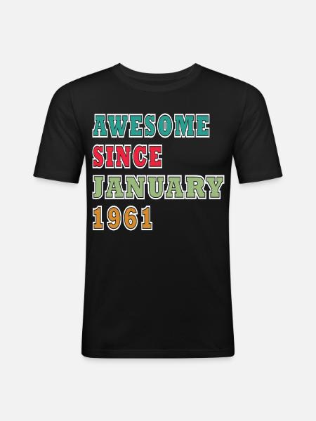 65th Birthday Original January 1961 - Men's Slim Fit T-Shirt - black