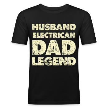 Ehemann Elektriker Legende - Männer Slim Fit T-Shirt - Schwarz - Vorne - Nik (191cm)