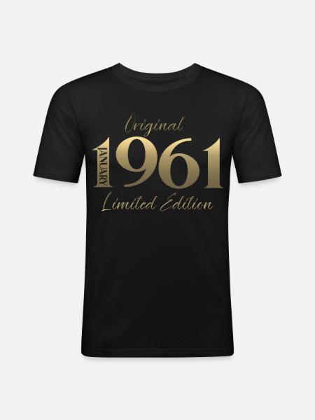 65th Birthday Original January 1961 - Men's Slim Fit T-Shirt - black