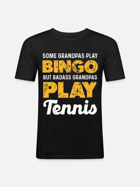 Badass Grandpa Tennis - Men's Slim Fit T-Shirt - black