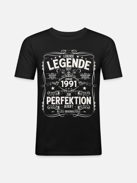 35th Birthday Legend January 1991 - Men's Slim Fit T-Shirt - black