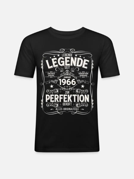 60th Birthday Legend January 1966 - Men's Slim Fit T-Shirt - black