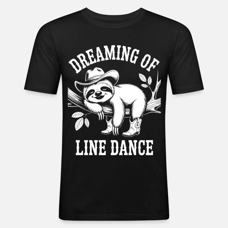 Sloth Dreaming Line Dance - Men's Slim Fit T-Shirt - black