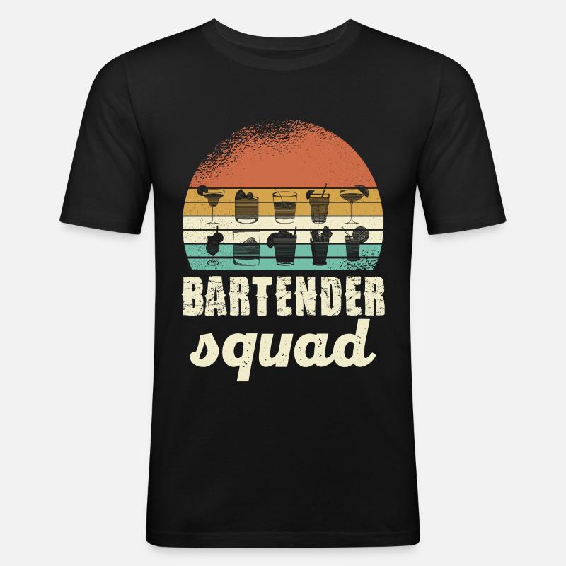 Bartender Squad Retro - Männer Slim Fit T-Shirt - Schwarz