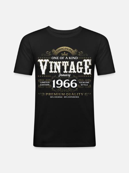 60e anniversaire Millésime janvier 1966 - T-shirt près du corps Homme - noir
