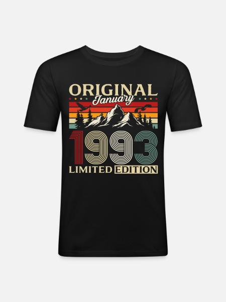 33rd Birthday Original January 1993 - Men's Slim Fit T-Shirt - black
